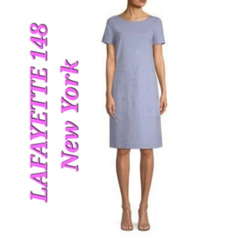 Lafayette 148 New York Farah Paneled Shift Above Knee Dress with Pockets